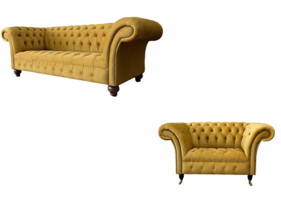 Chesterfield Sofa set 2+1 Seater Design Upholstery Modern Suite